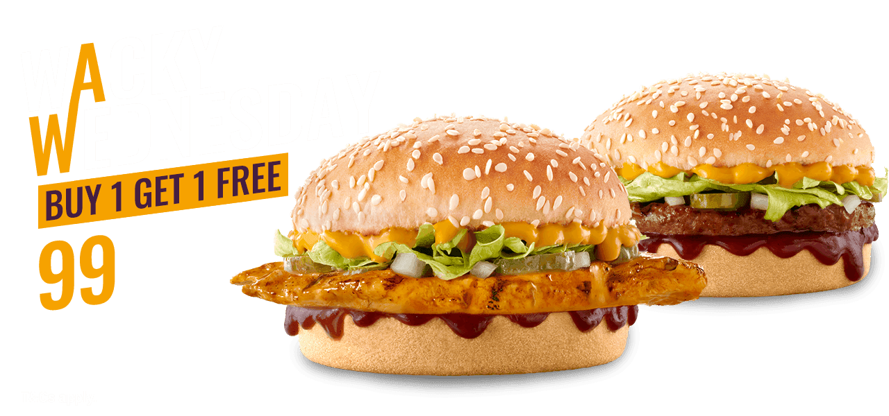 Two Wacky Wednesday burgers