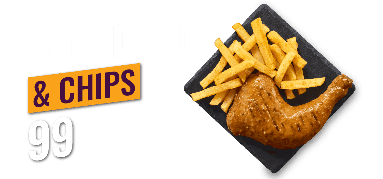 Flame-Grilled ¼ Chicken & Chips