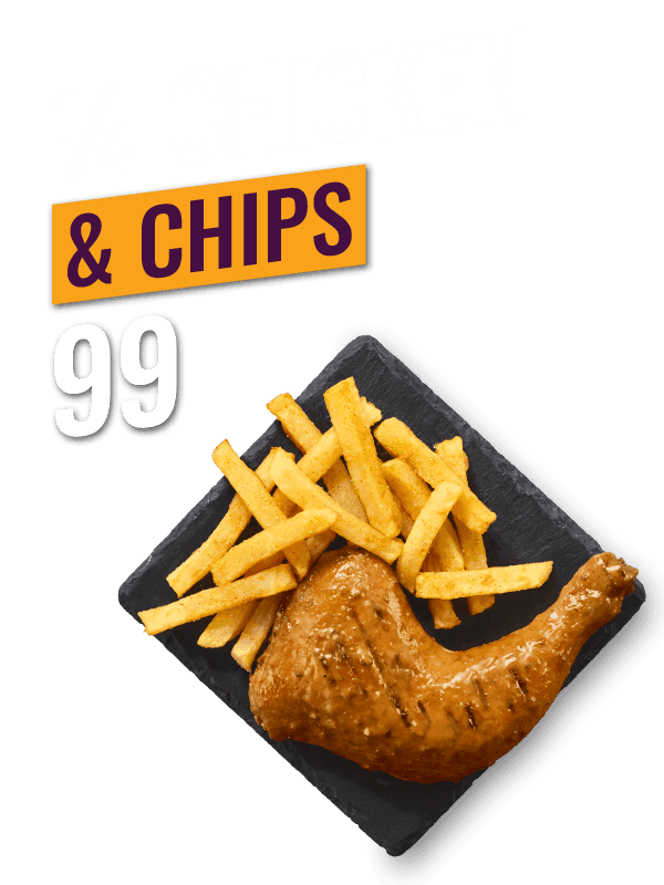 Flame-Grilled ¼ Chicken & Chips